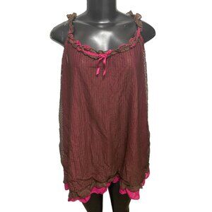 18/20 Cacique Ruffled Strap Pink Lining Sleepwear Nightie Camisole